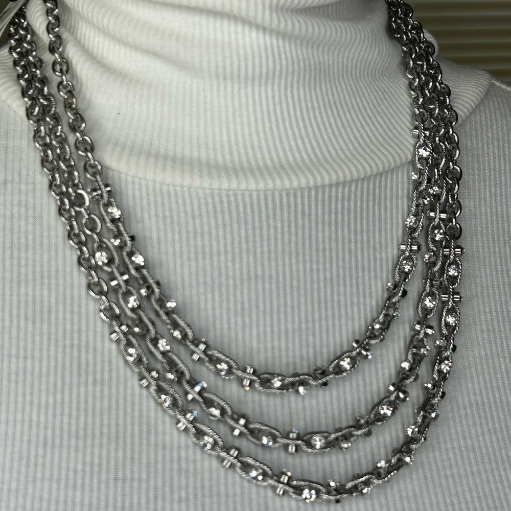 New Chicos Triple strand Shelby necklace Crystals